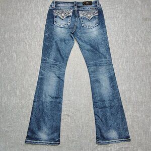 Miss Me Jeans Womens Size 29 Blue Chloe Boot Metallic Stitch Embellished M3327B